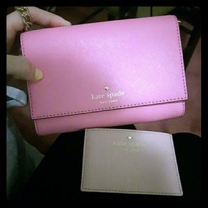 Kate spade pink crossbody purse and card holder